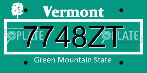 7748ZT Vermont License Plate
