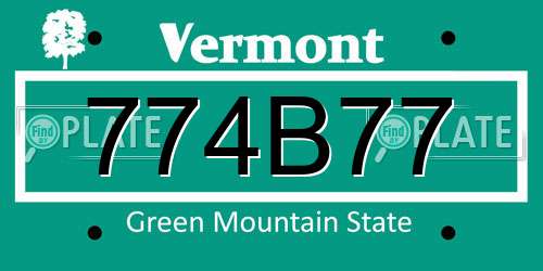 774B77 Vermont License Plate