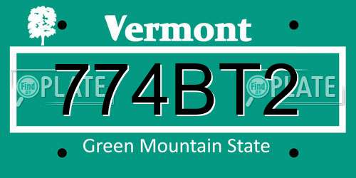 774BT2 Vermont License Plate
