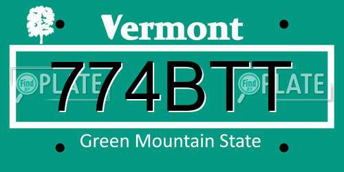 774BTT Vermont License Plate