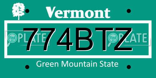 774BTZ Vermont License Plate