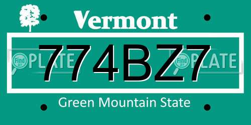 774BZ7 Vermont License Plate