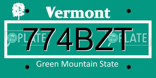 774BZT Vermont License Plate