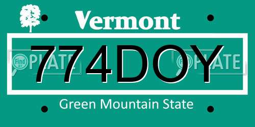 774DOY Vermont License Plate
