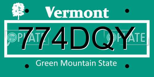774DQY Vermont License Plate