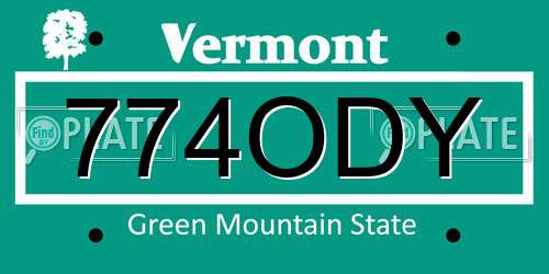 774ODY Vermont License Plate