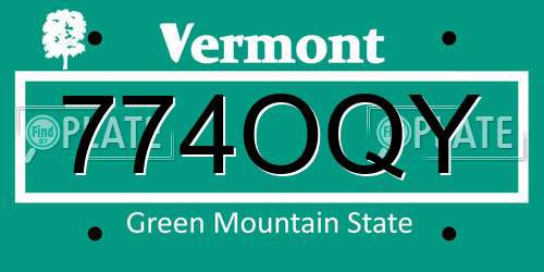 774OQY Vermont License Plate