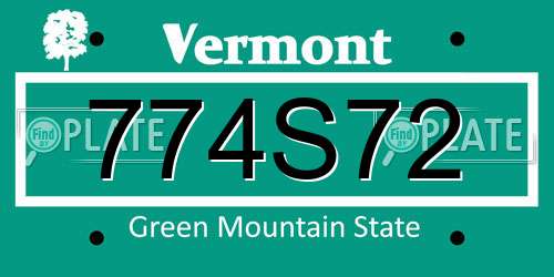 774S72 Vermont License Plate