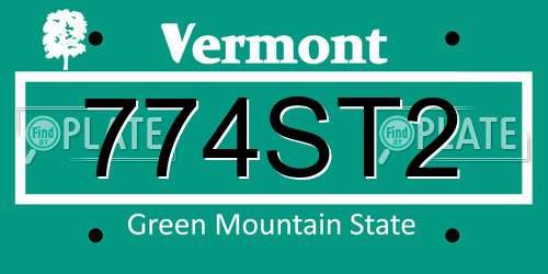 774ST2 Vermont License Plate