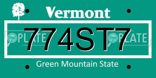 774ST7 Vermont License Plate