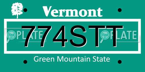 774STT Vermont License Plate