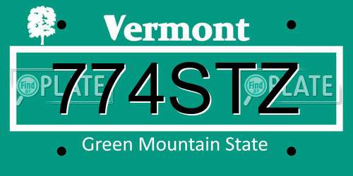 774STZ Vermont License Plate