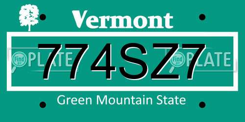 774SZ7 Vermont License Plate