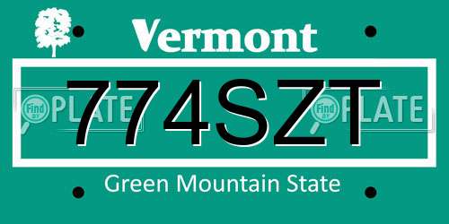 774SZT Vermont License Plate