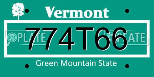 774T66 Vermont License Plate