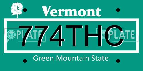 774THC Vermont License Plate
