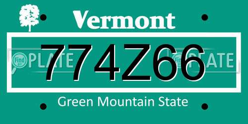 774Z66 Vermont License Plate