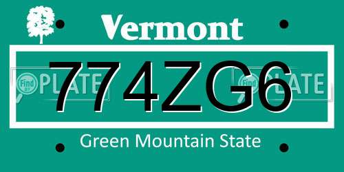 774ZG6 Vermont License Plate
