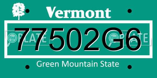 77502G6 Vermont License Plate