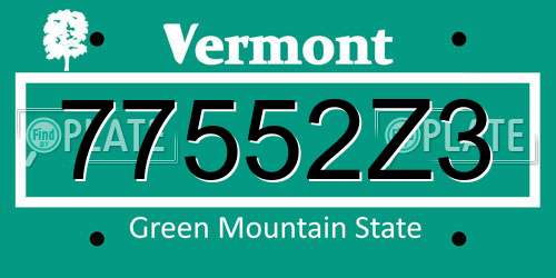 77552Z3 Vermont License Plate