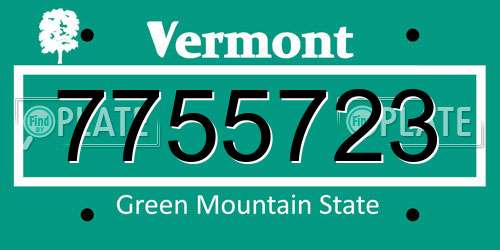 7755723 Vermont License Plate