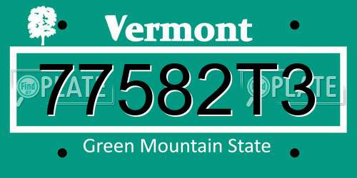 77582T3 Vermont License Plate