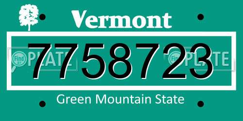 7758723 Vermont License Plate