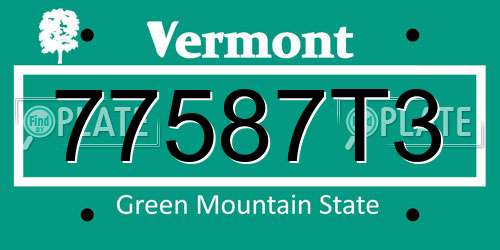 77587T3 Vermont License Plate