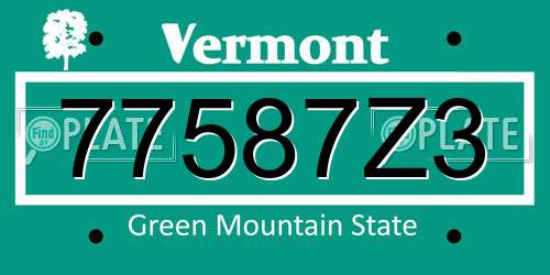 77587Z3 Vermont License Plate