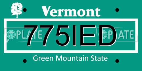 775IED Vermont License Plate