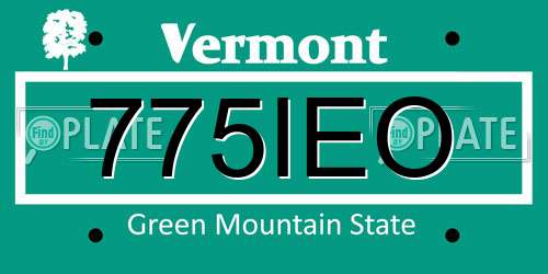 775IEO Vermont License Plate