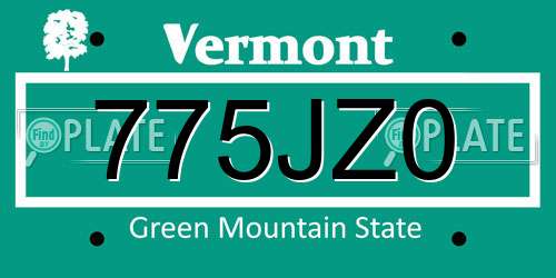775JZ0 Vermont License Plate