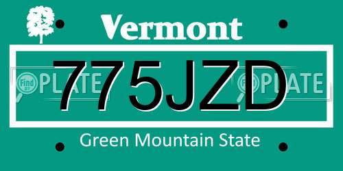 775JZD Vermont License Plate