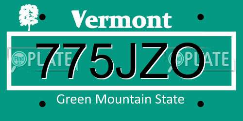 775JZO Vermont License Plate