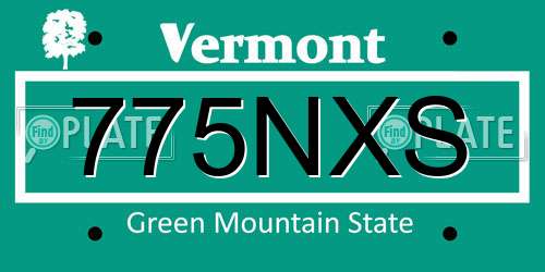 775NXS Vermont License Plate