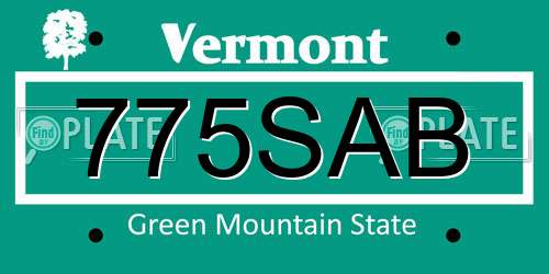 775SAB Vermont License Plate