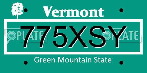 775XSY Vermont License Plate