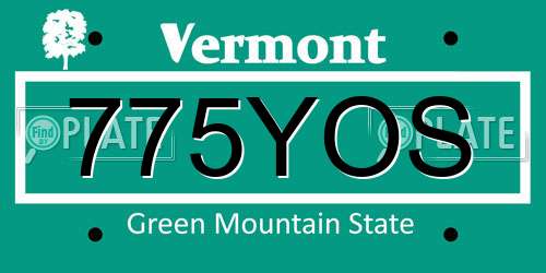 775YOS Vermont License Plate
