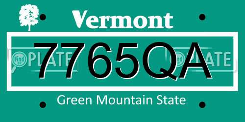 7765QA Vermont License Plate