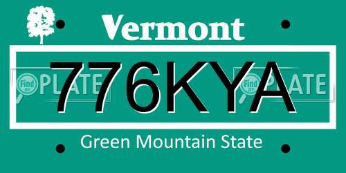 776KYA Vermont License Plate