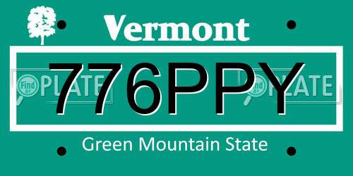 776PPY Vermont License Plate
