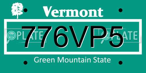 776VP5 Vermont License Plate