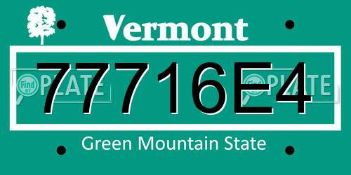 77716E4 Vermont License Plate