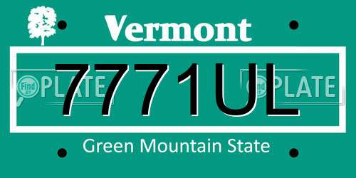 7771UL Vermont License Plate