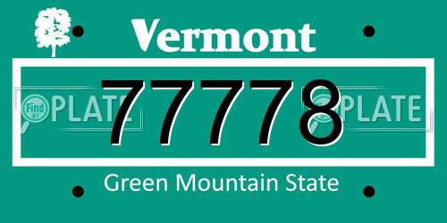 77778 Vermont License Plate