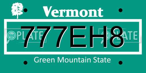 777EH8 Vermont License Plate