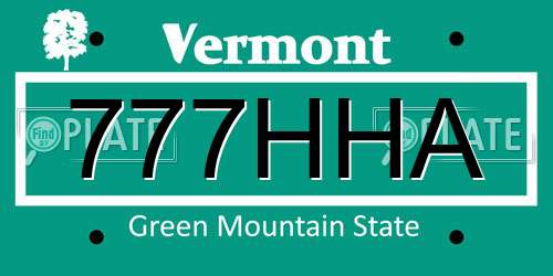777HHA Vermont License Plate