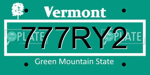 777RY2 Vermont License Plate