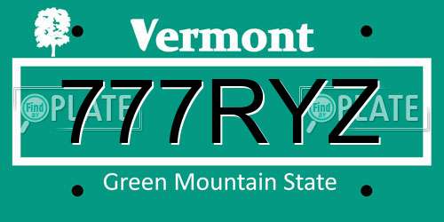 777RYZ Vermont License Plate