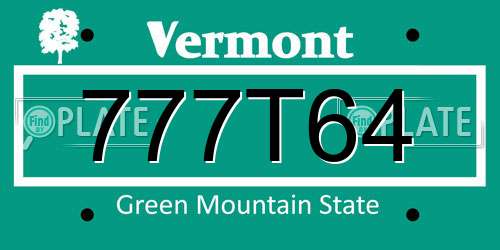 777T64 Vermont License Plate